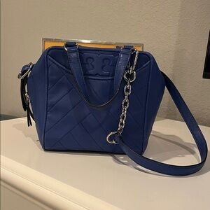 Tory Burch Blue Quilted Handbag